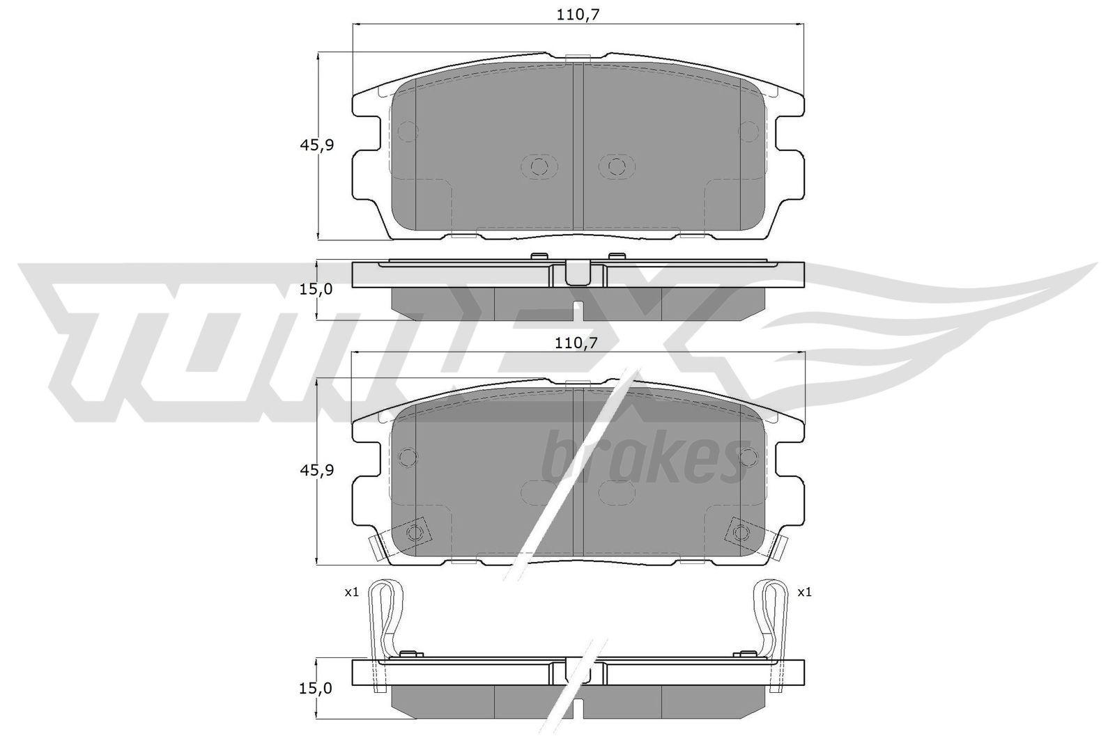 Obrázok Sada brzdových platničiek kotúčovej brzdy TOMEX Brakes  TX1643